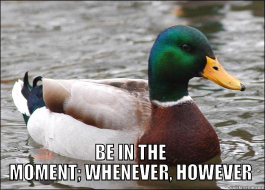  BE IN THE MOMENT; WHENEVER, HOWEVER Actual Advice Mallard
