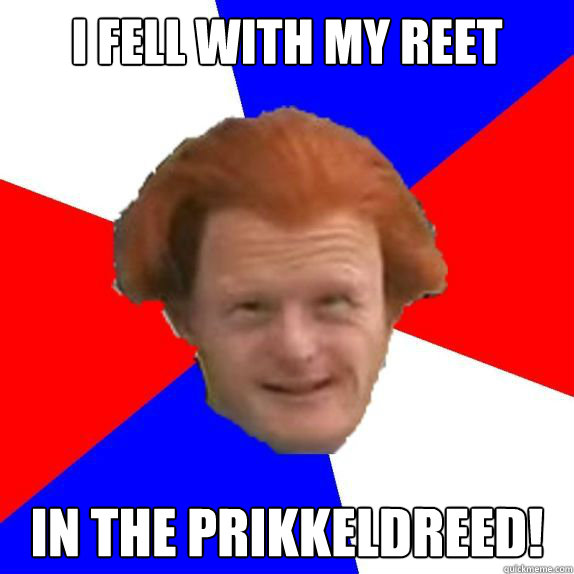 I fell with my reet In the prikkeldreed!  Dutch Mongoloid