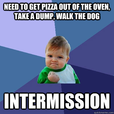 need to get pizza out of the oven, take a dump, walk the dog intermission  Success Kid