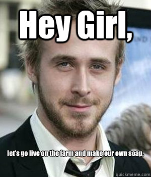 Hey Girl, let's go live on the farm and make our own soap.  - Hey Girl, let's go live on the farm and make our own soap.   Ryan Gosling