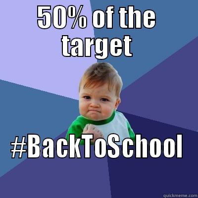 50% OF THE TARGET #BACKTOSCHOOL Success Kid
