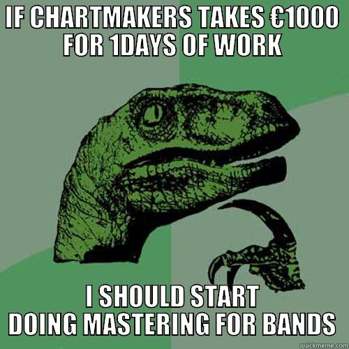 IF CHARTMAKERS TAKES €1000 FOR 1DAYS OF WORK I SHOULD START DOING MASTERING FOR BANDS Philosoraptor