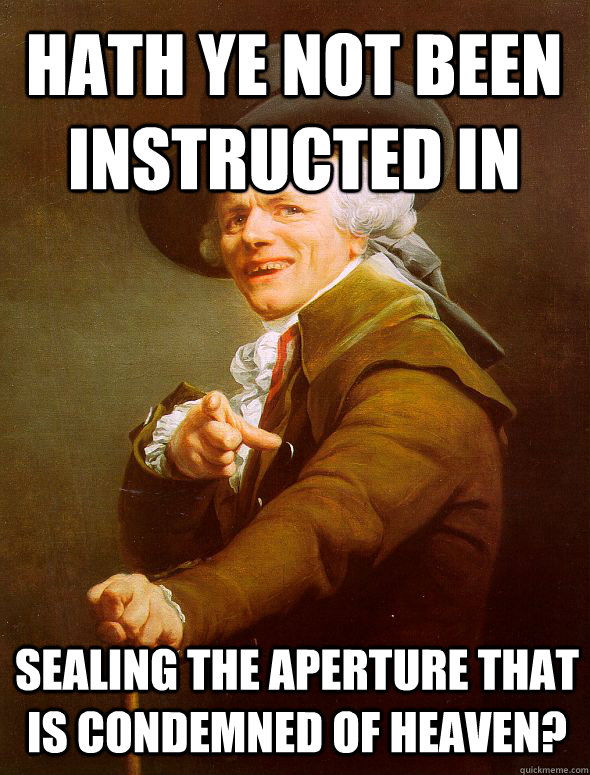 hath ye not been instructed in sealing the aperture that is condemned of heaven?  Joseph Ducreux
