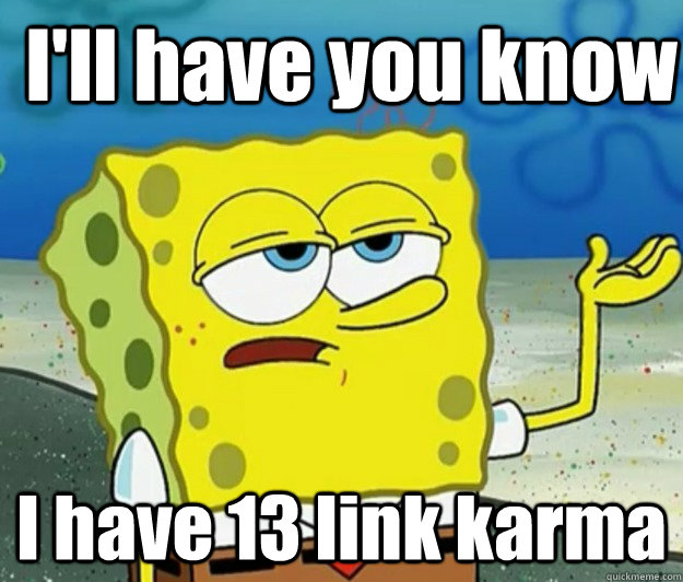 I'll have you know I have 13 link karma  How tough am I