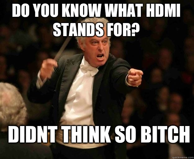 DO YOU KNOW WHAT HDMI STANDS FOR? DIDNT THINK SO BITCH  angry conductor
