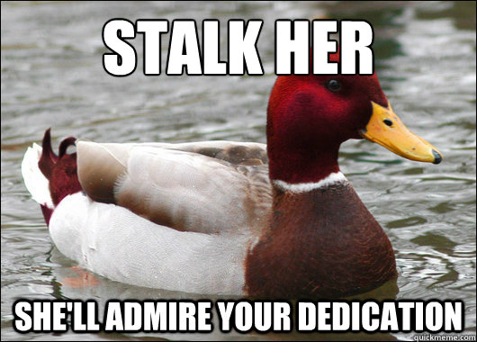 stalk her
 she'll admire your dedication  Malicious Advice Mallard