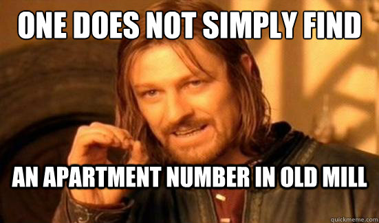 One Does Not Simply Find an apartment number in old mill  Boromir