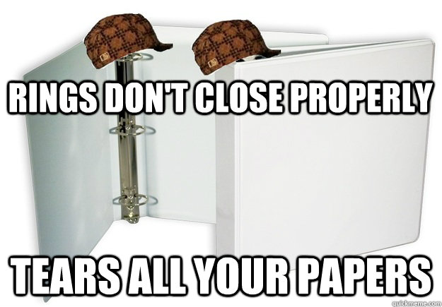 Rings don't close properly Tears all your papers - Rings don't close properly Tears all your papers  Scumbag Binder