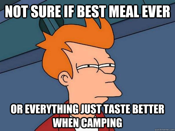 Not sure if best meal ever Or everything just taste better when camping  Futurama Fry