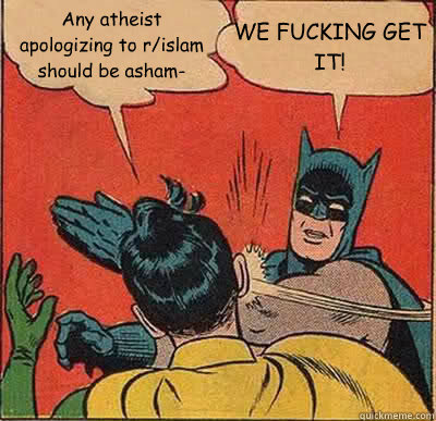 Any atheist apologizing to r/islam should be asham- WE FUCKING GET IT!  Batman Slapping Robin