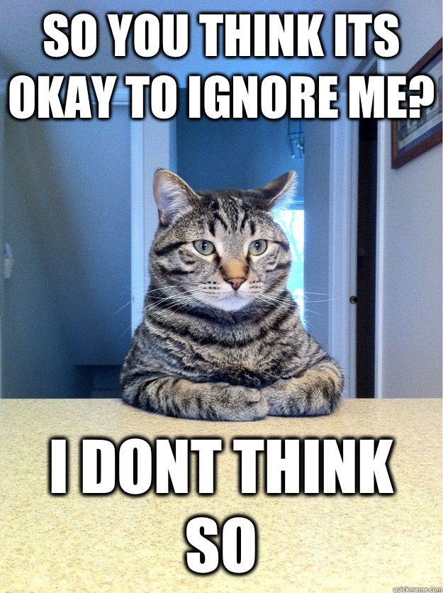 So you think its okay to ignore me? I dont think so  