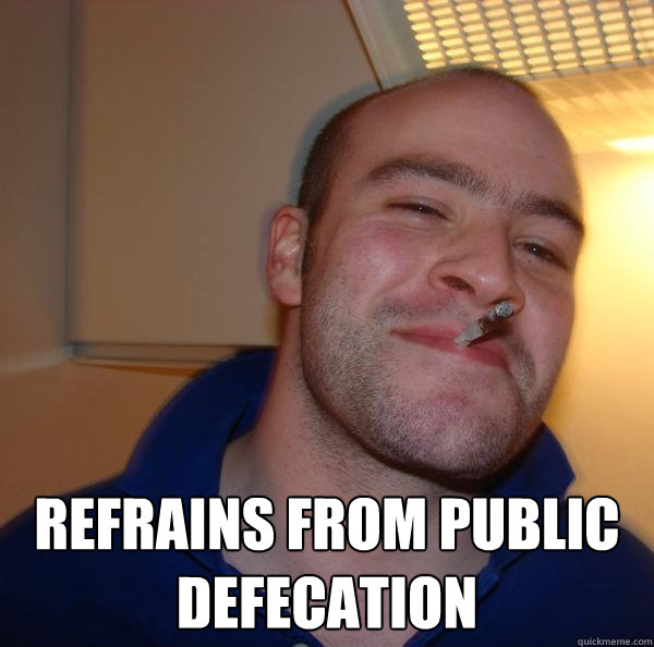  refrains from public defecation  -  refrains from public defecation   Misc