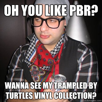 oh you like PBR? wanna see my trampled by turtles vinyl collection?  Oblivious Hipster