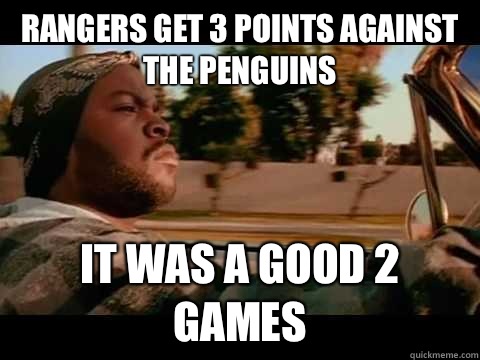 Rangers get 3 points against the penguins it was a good 2 games  