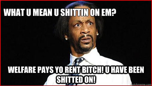 what u mean u shittin on em? welfare pays yo rent bitch! u have been shitted on!  