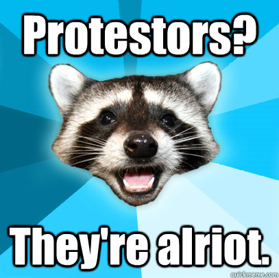 Protestors? They're alriot.  Lame Pun Coon