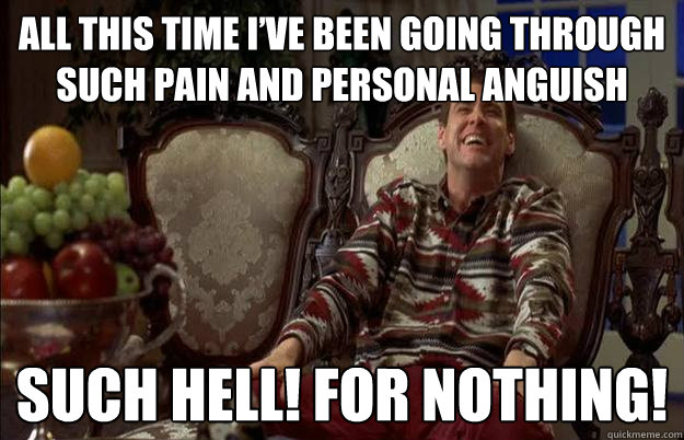 All this time I’ve been going through such pain and personal ANGUISH Such hell! For nothing! - All this time I’ve been going through such pain and personal ANGUISH Such hell! For nothing!  Personal Anguish