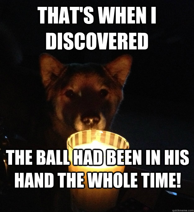 THAT'S WHEN I Discovered The Ball had been in his hand the whole time!  Scary Story Dog