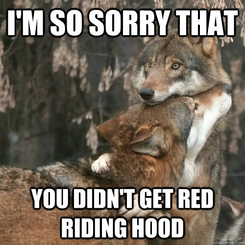 I'M SO SORRY THAT YOU DIDN'T GET RED RIDING HOOD  Comfort Wolf