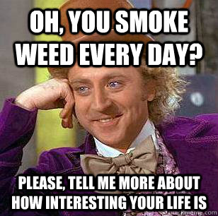 Oh, you smoke weed every day? please, tell me more about how interesting your life is  Condescending Wonka