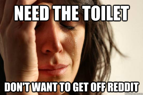 Need the toilet Don't want to get off Reddit  First World Problems