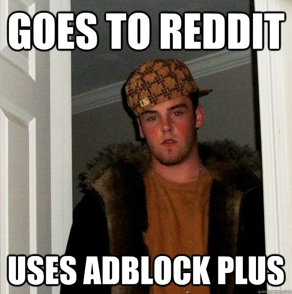 goes to reddit uses adblock plus  Scumbag Steve