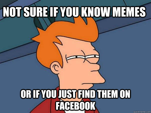 Not sure if you know memes Or if you just find them on facebook  Futurama Fry