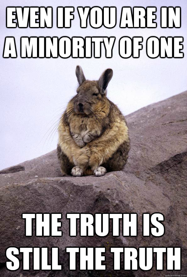 Even if you are in a minority of one The truth is still the truth  Wise Wondering Viscacha