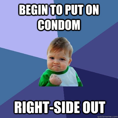 Begin to put on condom Right-side out  Success Kid