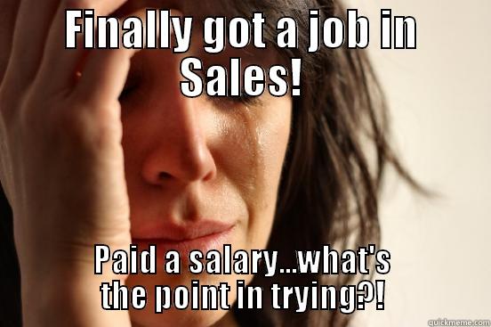 FINALLY GOT A JOB IN SALES! PAID A SALARY...WHAT'S THE POINT IN TRYING?! First World Problems