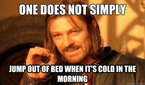One Does Not Simply jump out of bed when it's cold in the morning - One Does Not Simply jump out of bed when it's cold in the morning  Boromir
