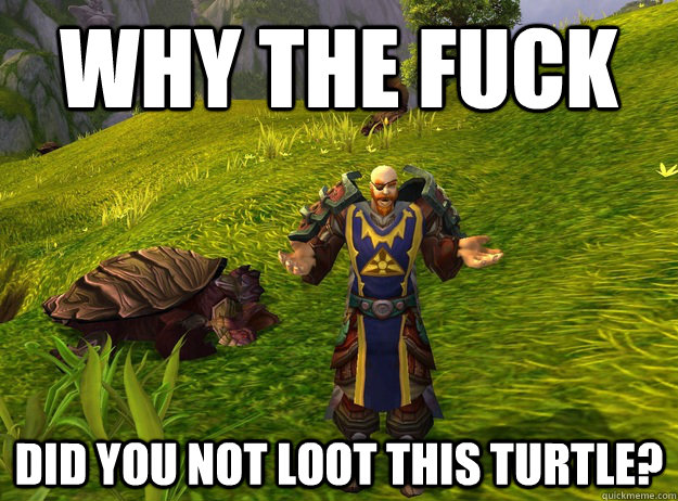 Why the fuck did you not loot this turtle? - Why the fuck did you not loot this turtle?  Confused WOW Toon