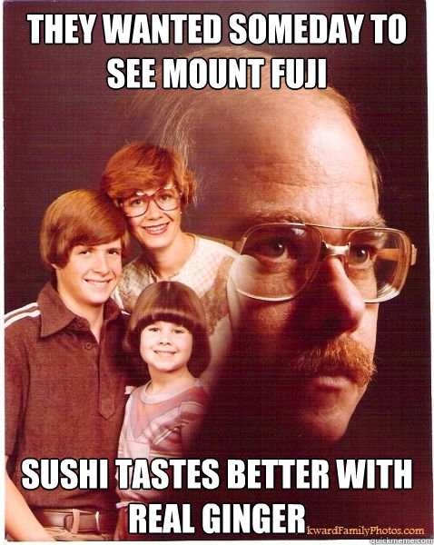 They wanted someday to see mount fuji Sushi Tastes Better with real ginger  Vengeance Dad