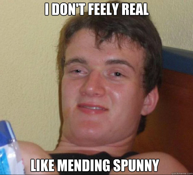 i don't feely real like mending spunny  10guy