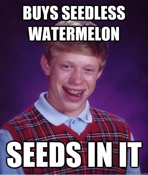 buys seedless watermelon seeds in it - buys seedless watermelon seeds in it  Bad Luck Brian