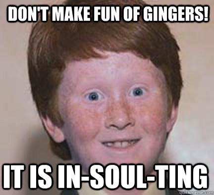 Don't make fun of gingers! it is in-soul-ting  Over Confident Ginger