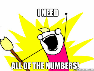 I Need all of the numbers!  All The Things