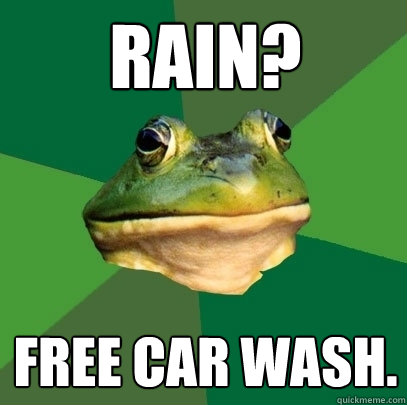 Rain? Free car wash. - Rain? Free car wash.  Foul Bachelor Frog