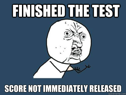 Finished the test Score Not Immediately Released  Y U No