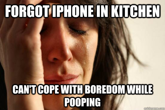 forgot iphone in kitchen  can't cope with boredom while pooping   First World Problems