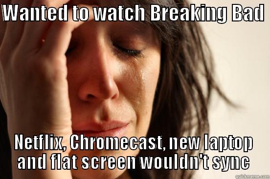 WANTED TO WATCH BREAKING BAD  NETFLIX, CHROMECAST, NEW LAPTOP AND FLAT SCREEN WOULDN'T SYNC First World Problems