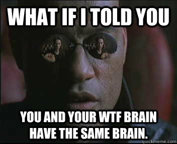 What if I told you You and your WTF brain have the same brain.  Morpheus SC