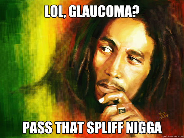 LOL, Glaucoma? pass that spliff nigga - LOL, Glaucoma? pass that spliff nigga  Hipster Bob Marley