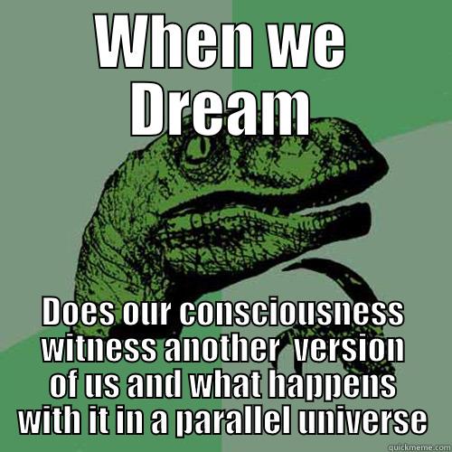 WHEN WE DREAM DOES OUR CONSCIOUSNESS WITNESS ANOTHER  VERSION OF US AND WHAT HAPPENS WITH IT IN A PARALLEL UNIVERSE Philosoraptor