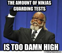 The amount of ninjas guarding tests is too damn high  to damn high