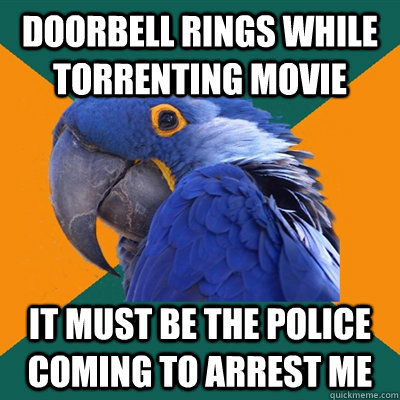 Doorbell rings while torrenting movie It must be the police coming to arrest me   Paranoid Parrot