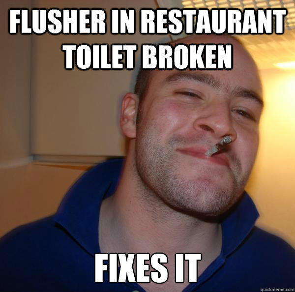 Flusher in restaurant toilet broken fixes it - Flusher in restaurant toilet broken fixes it  Misc