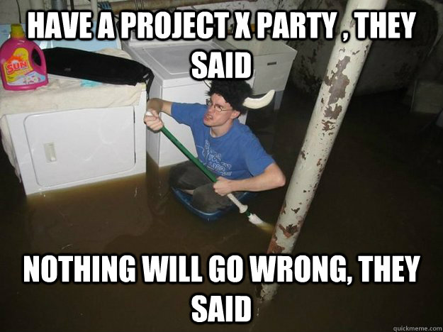 Have a Project X Party , they said Nothing will go wrong, they said  Laundry Room Viking