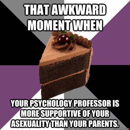 That Awkward Moment When Your Psychology professor is more supportive of your asexuality than your parents.  Asexual Cake