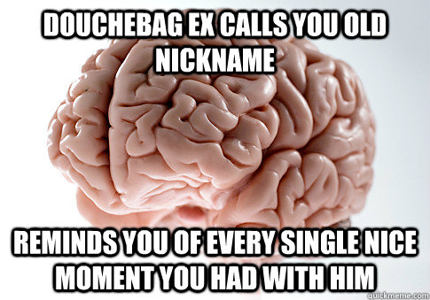 Douchebag Ex calls you old nickname Reminds you of every single nice moment you had with him - Douchebag Ex calls you old nickname Reminds you of every single nice moment you had with him  Scumbag Brain
